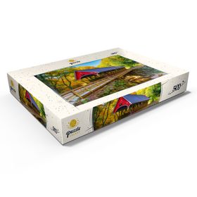 Alternative Darstellung des Puzzle-Motivs Flume Covered Bridge – Herbstidylle in New Hampshire – Puzzleteile: 500