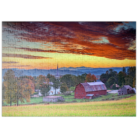 Darstellung des Puzzle Motivs Ländliche Herbstlandschaft in Vermont – Farmland bei Sonnenaufgang - Puzzleteile: 200