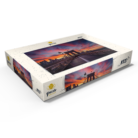Darstellung des Puzzle Motivs Brooklyn Bridge bei Sonnenuntergang – New York City Skyline - Puzzleteile: 1000