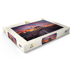 Alternative Darstellung des Puzzle-Motivs Brooklyn Bridge bei Sonnenuntergang – New York City Skyline – Puzzleteile: 200