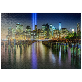 Darstellung des Puzzle-Motivs Tribute in Light – Skyline von New York City bei Nacht – Puzzleteile: 1000