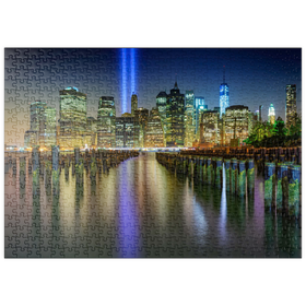 Darstellung des Puzzle-Motivs Tribute in Light – Skyline von New York City bei Nacht – Puzzleteile: 500