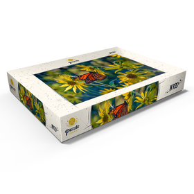 Alternative Darstellung des Puzzle-Motivs Monarchfalter auf Sonnenblume – Natürliche Schönheit – Puzzleteile: 1000