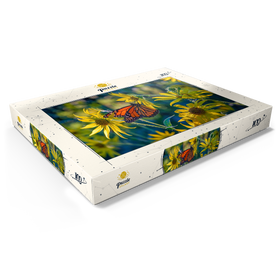 Darstellung des Puzzle Motivs Monarchfalter auf Sonnenblume – Natürliche Schönheit - Puzzleteile: 100