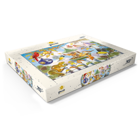 Alternative Darstellung des Puzzle-Motivs Bunte Vögel am Futterhaus – Herbstliche Gartenszene – Puzzleteile: 200