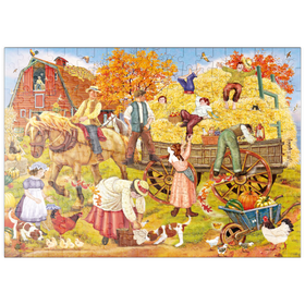 Darstellung des Puzzle Motivs Herbstliche Bauernhofszene – Fröhliche Erntezeit auf dem Land - Puzzleteile: 200