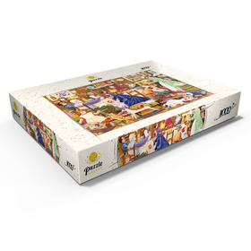 Alternative Darstellung des Puzzle-Motivs Gemütliche Familienszene – Traditionelles Fest am Kamin – Puzzleteile: 1000