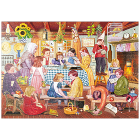 Darstellung des Puzzle Motivs Historische Dorfschule – Klassenzimmer des 19. Jahrhunderts - Puzzleteile: 1000