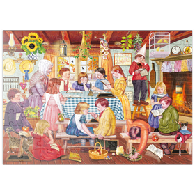 Darstellung des Puzzle Motivs Historische Dorfschule – Klassenzimmer des 19. Jahrhunderts - Puzzleteile: 100