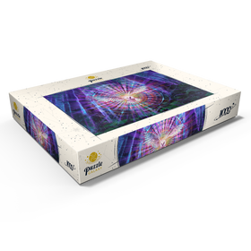 Darstellung des Puzzle Motivs Mystische Eule in geometrischer Traumwelt – Spirituelle Kunst - Puzzleteile: 1000