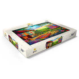 Alternative Darstellung des Puzzle-Motivs Bunte Patchwork-Quilts auf dem Land – Idyllische Kunstszene – Puzzleteile: 200
