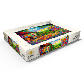 Alternative Darstellung des Puzzle-Motivs Bunte Patchwork-Quilts auf dem Land – Idyllische Kunstszene – Puzzleteile: 500