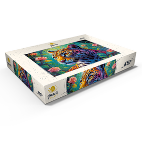 Darstellung des Puzzle Motivs Farbenprächtiger Leopard im fantasievollen Dschungel - Puzzleteile: 1000
