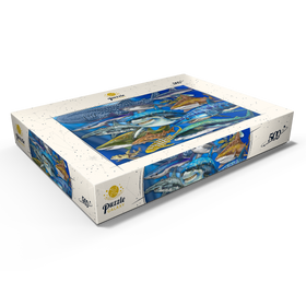 Alternative Darstellung des Puzzle-Motivs Faszinierende Haie in kunstvoller Unterwasserillustration – Puzzleteile: 500