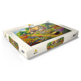 Darstellung des Puzzle Motivs Romantisches Cottage mit blühendem Garten - Puzzleteile: 200