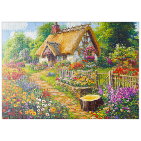 Darstellung des Puzzle Motivs Romantisches Cottage mit blühendem Garten - Puzzleteile: 200