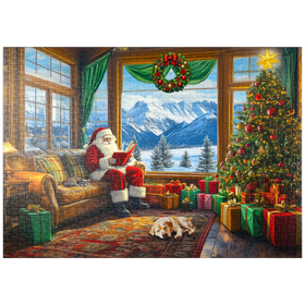 Darstellung des Puzzle-Motivs Gemütliche Weihnachtsstimmung mit Santa Claus – Puzzleteile: 1000