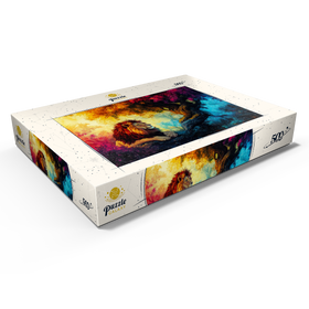 Darstellung des Puzzle Motivs Majestätischer Löwe vor magischem Baum – Farbintensive Kunst - Puzzleteile: 500