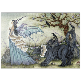 Darstellung des Puzzle Motivs Frillicent und der Bär - Amy Brown - Puzzleteile: 500