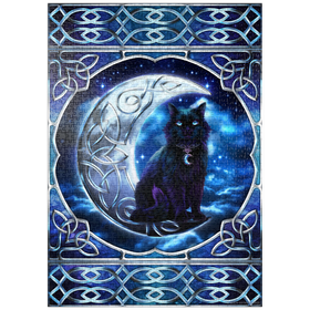 Darstellung des Puzzle-Motivs Keltische Schwarze Katze - Brigid Ashwood – Puzzleteile: 1000