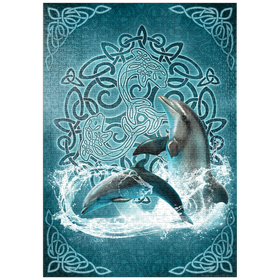 Darstellung des Puzzle-Motivs Keltischer Delphin - Brigid Ashwood – Puzzleteile: 1000