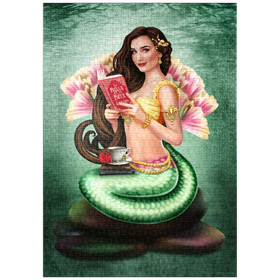 Darstellung des Puzzle-Motivs Buchliebhaberin Meerjungfrau - Brigid Ashwood – Puzzleteile: 1000