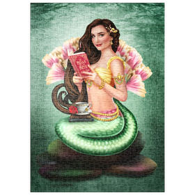 Darstellung des Puzzle Motivs Buchliebhaberin Meerjungfrau - Brigid Ashwood - Puzzleteile: 500