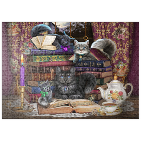 Darstellung des Puzzle Motivs Märchenhafte Katzen - Brigid Ashwood - Puzzleteile: 500