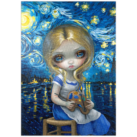 Darstellung des Puzzle-Motivs Alice in einer Van-Gogh-Sternennacht - Jasmine Becket-Griffith – Puzzleteile: 1000