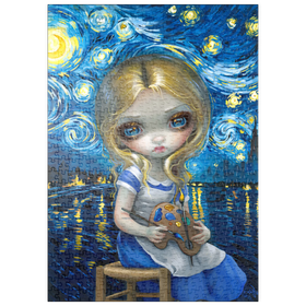 Darstellung des Puzzle-Motivs Alice in einer Van-Gogh-Sternennacht - Jasmine Becket-Griffith – Puzzleteile: 500