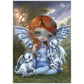 Darstellung des Puzzle-Motivs Blue Willow Drachenling - Jasmine Becket-Griffith – Puzzleteile: 1000