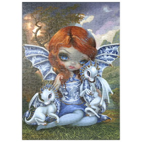 Darstellung des Puzzle-Motivs Blue Willow Drachenling - Jasmine Becket-Griffith – Puzzleteile: 500