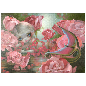 Darstellung des Puzzle Motivs Meerjungfrau mit Rosen - Jasmine Becket-Griffith - Puzzleteile: 1000