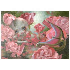 Darstellung des Puzzle Motivs Meerjungfrau mit Rosen - Jasmine Becket-Griffith - Puzzleteile: 500