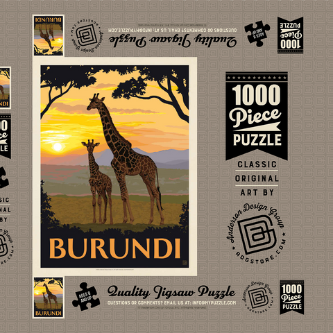 Darstellung des Puzzle Motivs Burundi, Afrika, Vintage Poster Burundi, Africa, Vintage Poster 1000 Puzzle Schachtel 3D Modell