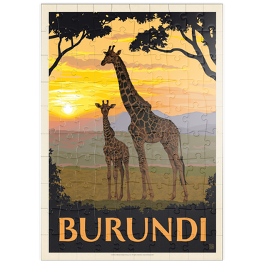 Darstellung des Puzzle Motivs puzzleplate Burundi, Africa, Vintage Poster 100 Puzzle