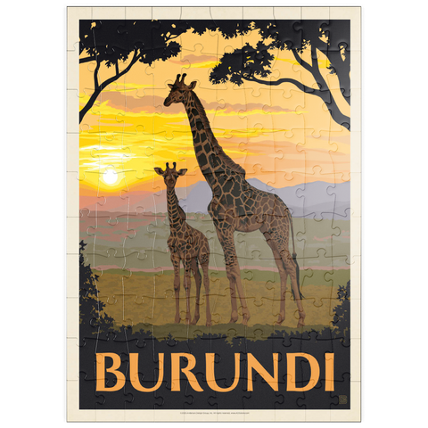 Darstellung des Puzzle Motivs Burundi, Afrika, Vintage Poster puzzleplate Burundi, Africa, Vintage Poster 100 Puzzle