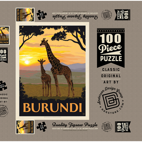Darstellung des Puzzle Motivs Burundi, Afrika, Vintage Poster Burundi, Africa, Vintage Poster 100 Puzzle Schachtel 3D Modell