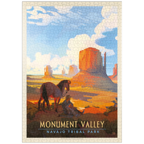 Darstellung des Puzzle Motivs Monument Valley Navajo-Stammespark: Magischer Moment, Vintage-Poster - Puzzleteile: 1000