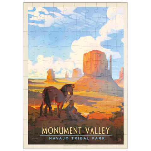 Darstellung des Puzzle Motivs Monument Valley Navajo-Stammespark: Magischer Moment, Vintage-Poster puzzleplate Monument Valley Navajo Tribal Park: Magical Moment, Vintage Poster 100 Puzzle