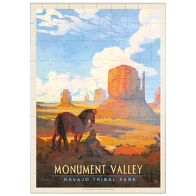 Darstellung des Puzzle Motivs Monument Valley Navajo-Stammespark: Magischer Moment, Vintage-Poster - Puzzleteile: 100