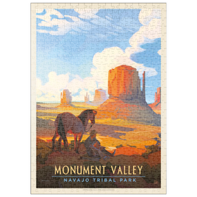 Darstellung des Puzzle Motivs Monument Valley Navajo-Stammespark: Magischer Moment, Vintage-Poster - Puzzleteile: 500