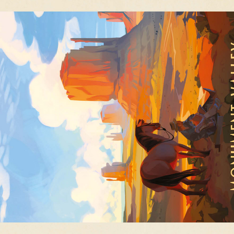 Darstellung des Puzzle Motivs Monument Valley Navajo-Stammespark: Magischer Moment, Vintage-Poster Monument Valley Navajo Tribal Park: Magical Moment, Vintage Poster 500 Puzzle 3D Modell