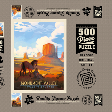 Darstellung des Puzzle Motivs Monument Valley Navajo Tribal Park: Magical Moment, Vintage Poster 500 Puzzle Schachtel 3D Modell