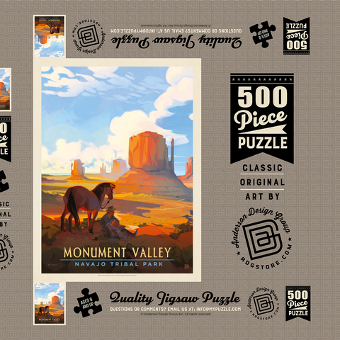 Darstellung des Puzzle Motivs Monument Valley Navajo-Stammespark: Magischer Moment, Vintage-Poster Monument Valley Navajo Tribal Park: Magical Moment, Vintage Poster 500 Puzzle Schachtel 3D Modell