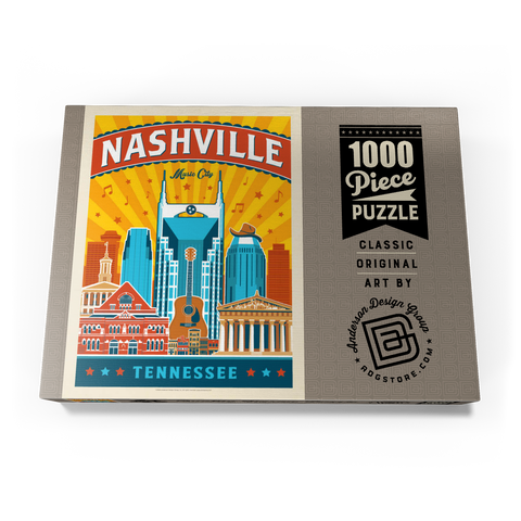 Darstellung des Puzzle Motivs Nashville Landmarks, Vintage Poster Nashville Landmarks, Vintage Poster 1000 Puzzle Schachtel Ansicht3