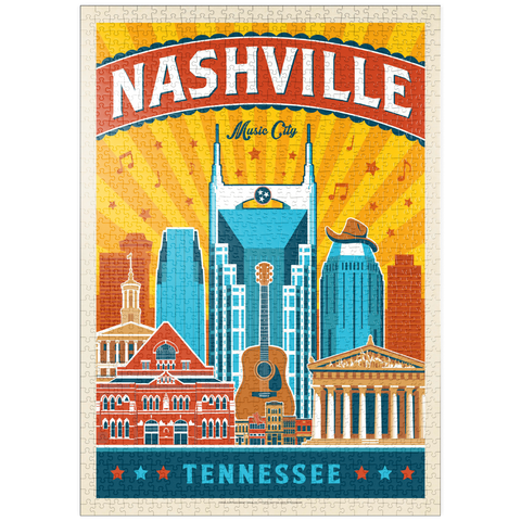 Darstellung des Puzzle Motivs Nashville Landmarks, Vintage Poster puzzleplate Nashville Landmarks, Vintage Poster 1000 Puzzle