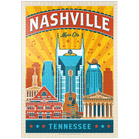 Darstellung des Puzzle Motivs Nashville Landmarks, Vintage Poster - Puzzleteile: 1000