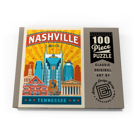 Darstellung des Puzzle Motivs Nashville Landmarks, Vintage Poster Nashville Landmarks, Vintage Poster 100 Puzzle Schachtel Ansicht3