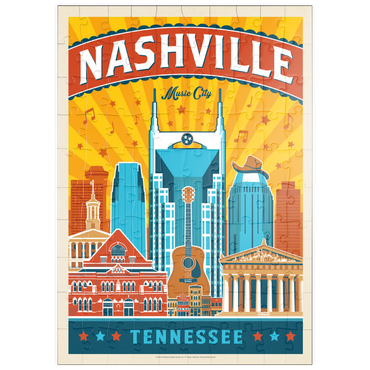 Darstellung des Puzzle Motivs puzzleplate Nashville Landmarks, Vintage Poster 100 Puzzle